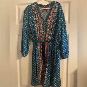 Red camel multi color large dress